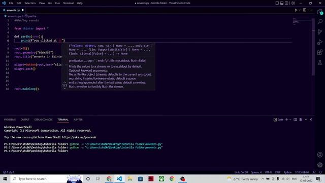 Handaling events in tkinter python #programming смотреть онлайн