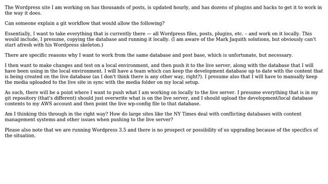 Wordpress: Git Workflow for Large, Live Site? смотреть онлайн