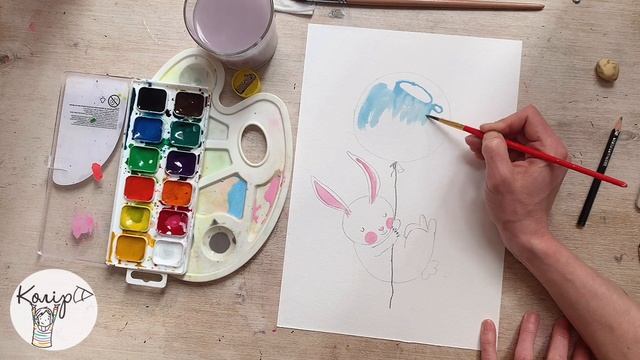 Рисуем кролика на шарике! смотреть онлайн