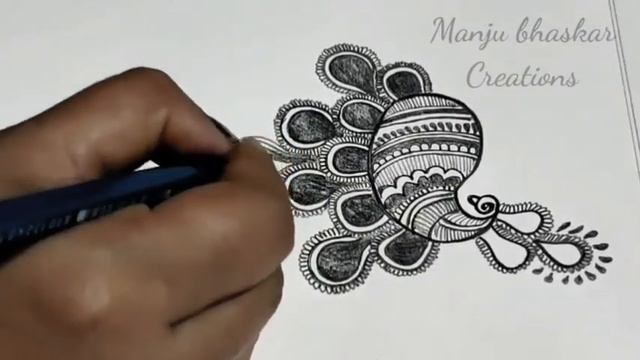 Peacock 🦚 Tattoo Mehndi Design with Pencil drawing смотреть онлайн