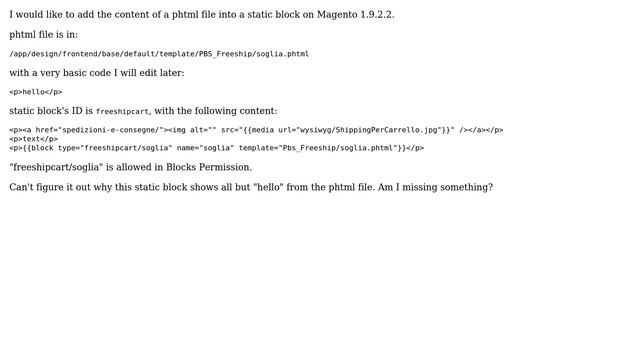 Magento: Display .phtml content into static block смотреть онлайн