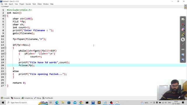 c program to count words in a text file смотреть онлайн
