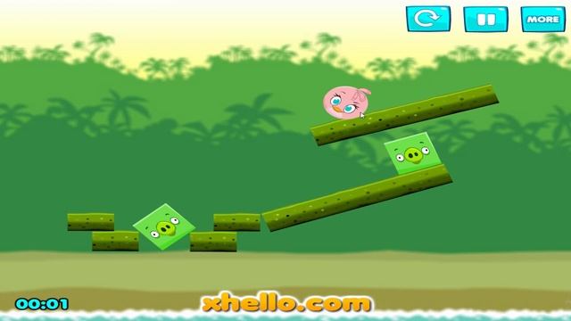 Angry Birds Kick Out Piggies - ONE SQUARE BIRD KICK ALL SMALL PIGGIES! смотреть онлайн