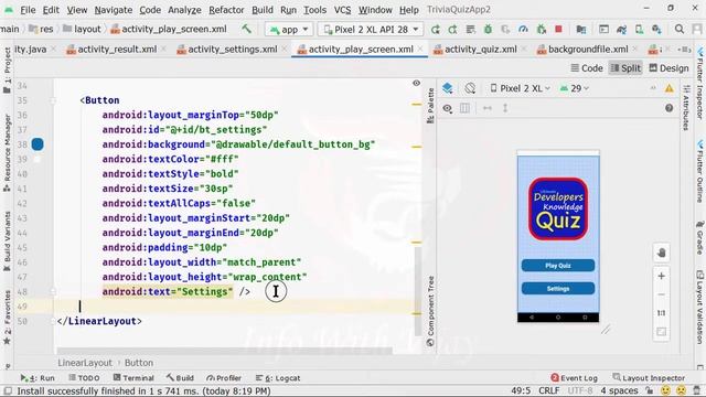 Quiz app in android | level of quiz app in android | Bitmap Drawable Part 14 смотреть онлайн