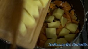 Картофель, тушеный с грибами, постный рецепт/Potato stewed with mushrooms