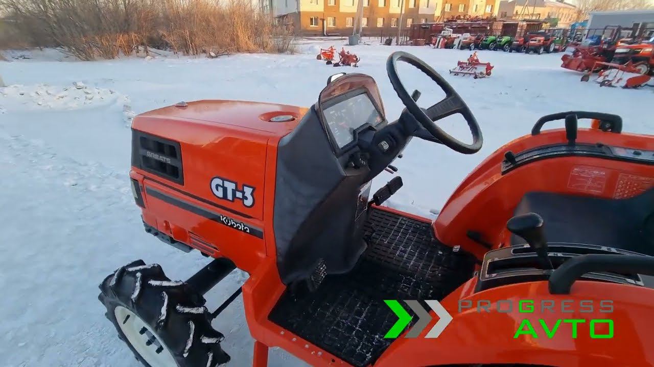 Kubota GT3 трактор японский с почвенной фрезой запуск в холод зимой прогрессавто минитрактора смотреть онлайн
