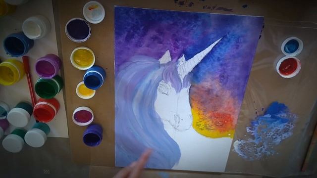 МК рисуем акрилом "Единорог UNO " творцы Ксю и Кабаэлия. смотреть онлайн