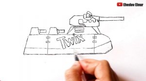 Как нарисовать Танк Twix из Мультика про Танки