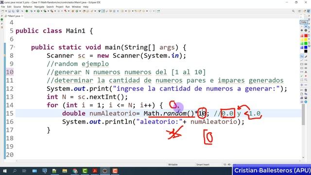 Números Aleatorios en Java Math random generar N números entre un intervalo contar pares impares смотреть онлайн