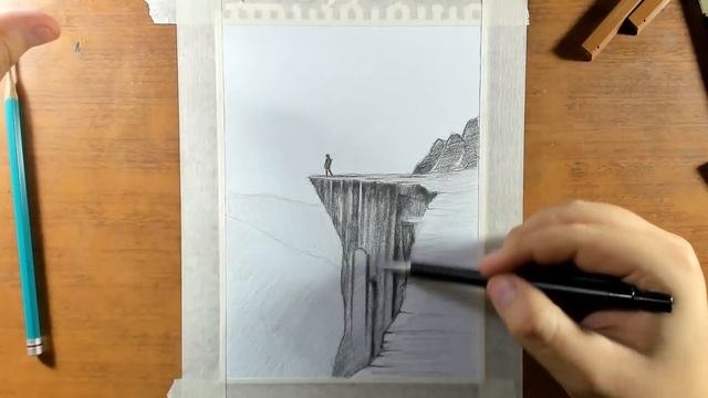 How to Draw CLIFFS with Pencil Step by Step (Landscape Drawing) смотреть онлайн