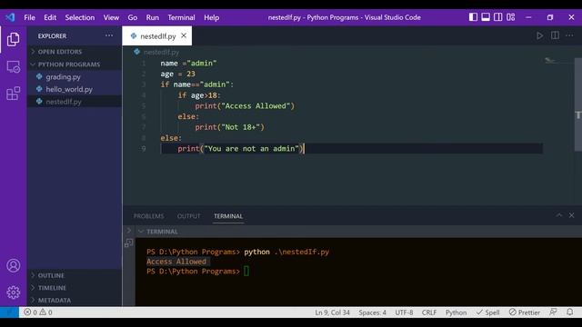 nested if else example in python | python nested if else example смотреть онлайн