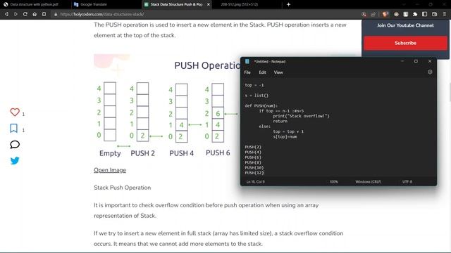 Stack PUSH and POP operations - Data Structure with Python смотреть онлайн