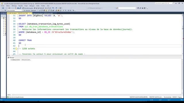 SQL Server cours index: Les splits de page augmentent la journalisation des logs (exemple simple)? смотреть онлайн