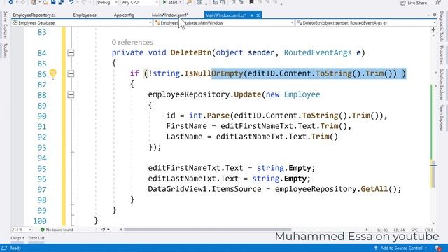 119 C# C Sharp Database SQL SERVER delete data DataGrid смотреть онлайн