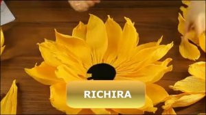 Большие цветы из гофрированной бумаги своими руками - Подсолнух из гофрированной бумаги