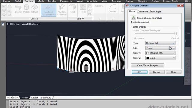 AutoCad 3d Modeling 50 ( Zebra Stripes ) смотреть онлайн