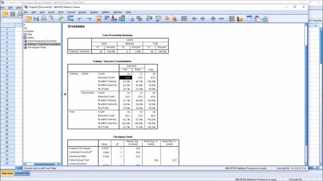Pearson Chi-Square, Continuity Correction, and Fisher's Exact Test in SPSS смотреть онлайн