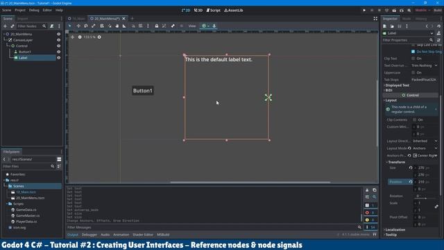 Godot 4 C# Tutorial #2 : Creating User Interfaces - Reference nodes & Receive node signals смотреть онлайн