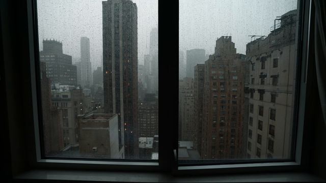 Manhattan View - City Rain Open WIndow City Sounds in New York City ｜ASMR смотреть онлайн