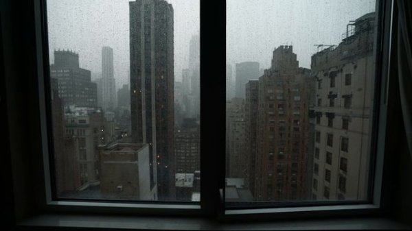 Manhattan View - City Rain Open WIndow City Sounds in New York City |ASMR