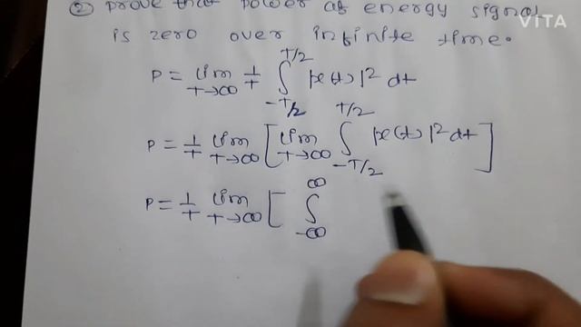 Prove That Power Of Energy Signal Is Zero Over Infinite Time.