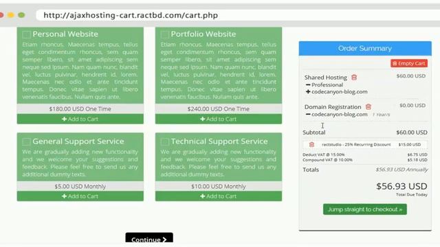 AJAX Hosting Cart - Live Preview of Shopping - WHMCS Order Form Template смотреть онлайн