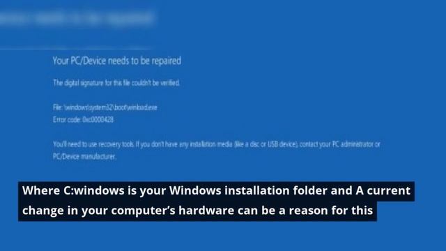 HOW TO FIX ERROR CODE 0XC0000428: YOUR PC NEEDS TO BE REPAIRED FIXED смотреть онлайн