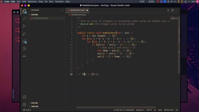 Bubble Sort Java Live Code With Big O Time Complexity смотреть онлайн