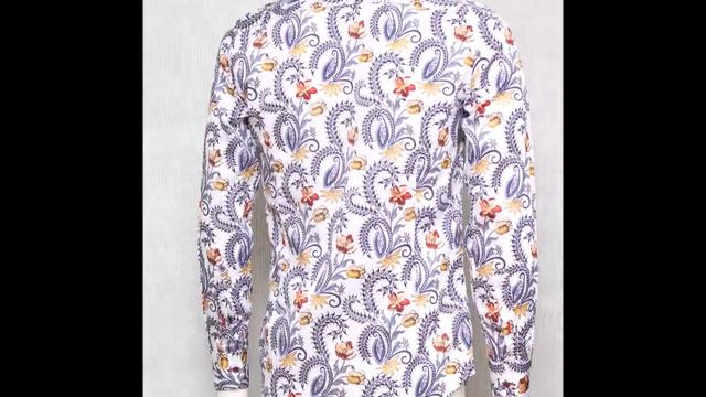 Белая приталенная мужская рубашка Louis Fabel 5461-17 в цветах