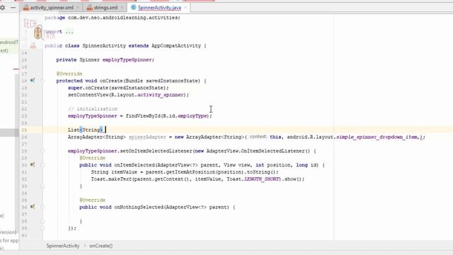 Android Spinner with dynamic values list through ArrayAdapter - Android Development Part - 07 смотреть онлайн