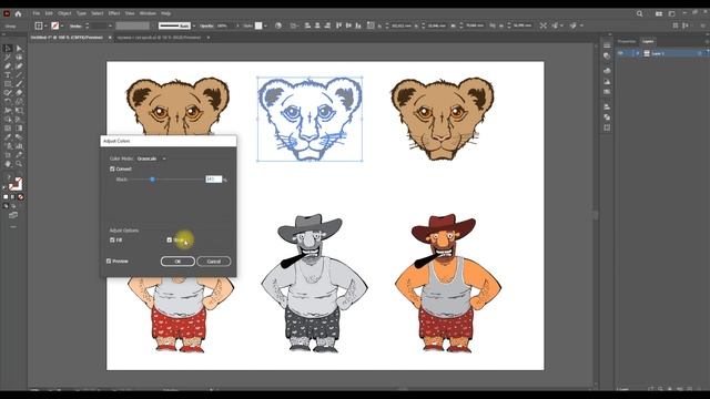 #14 Быстрая конвертация в чб и настройка цветового баланса в Adobe Illustrator