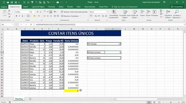 Excel - Contar Valores Únicos (Sem Repetição) em uma Lista смотреть онлайн