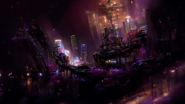 An underwater cyberpunk magenta colored city - Video Art Generated with Disco Diffusion смотреть онлайн