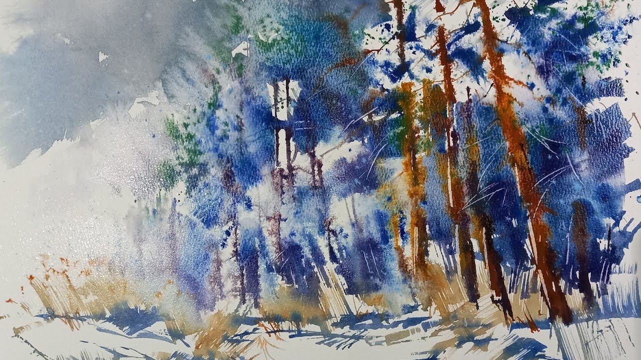 Холодное дыхание зимы, быстрая акварель смотреть онлайн
