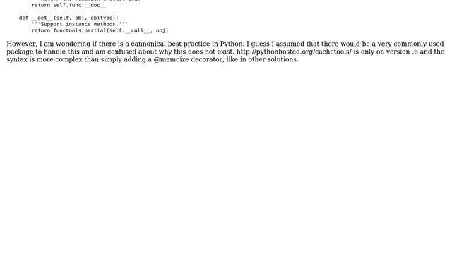 Software Engineering: Is there a canonical way to cache instance methods in python? (2 Solutions!!) смотреть онлайн