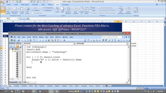 17 Index Page by Excel VBA ( Advance Excel VBA Macro @ excelprince.com) смотреть онлайн