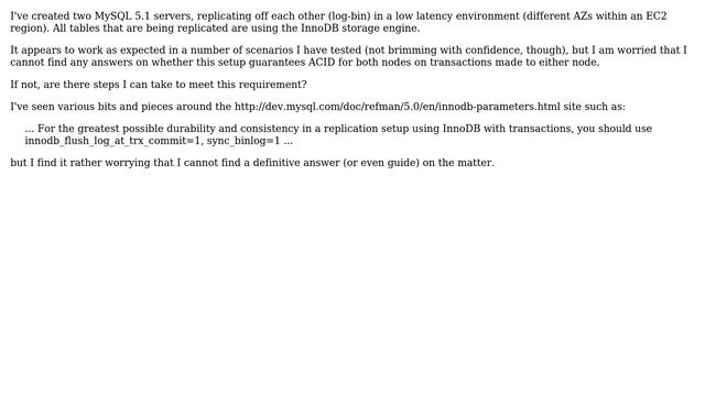 Databases: ACID-compliance of MySQL master-master replication? смотреть онлайн