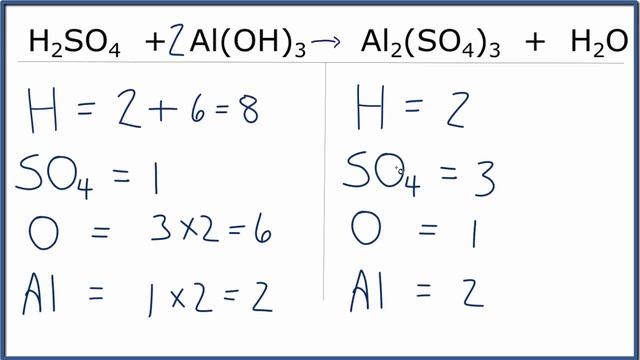 How to Balance H2SO4 + Al(OH)3 = Al2(SO4)3 + H2O смотреть онлайн