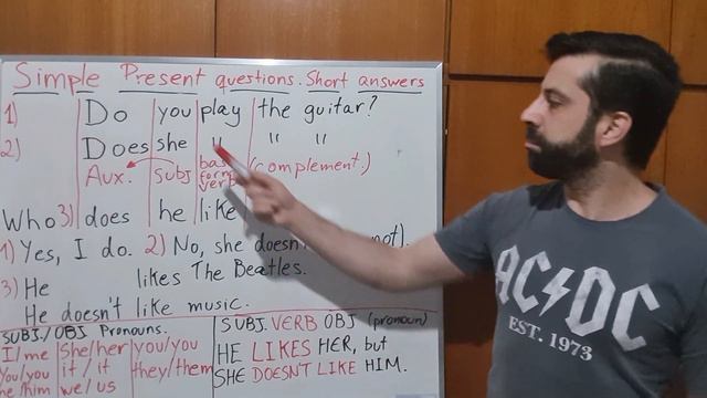 English Class, Intermediate: simple present yes/no, WH questions, and short answers; Object Pronoun смотреть онлайн