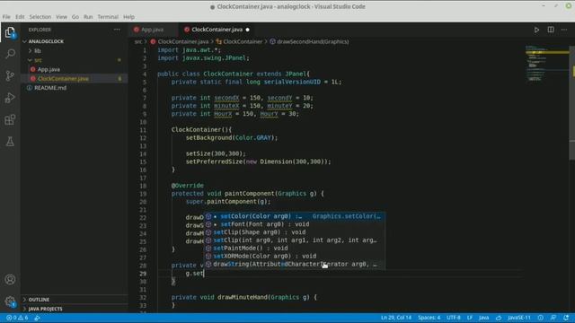 java: project Analog Clock part-3 Draw Hand смотреть онлайн
