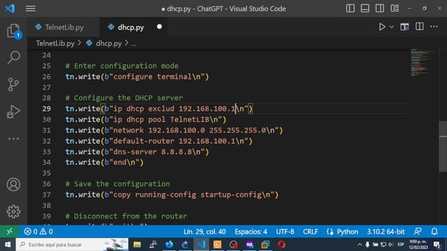 Configurar Router Cisco con TelnetLib3 y ChatGPT en GNS3 смотреть онлайн