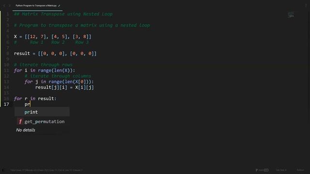 Transpose a Matrix in Python | Python Examples | Python Coding Tutorial | Python Coding Interview смотреть онлайн