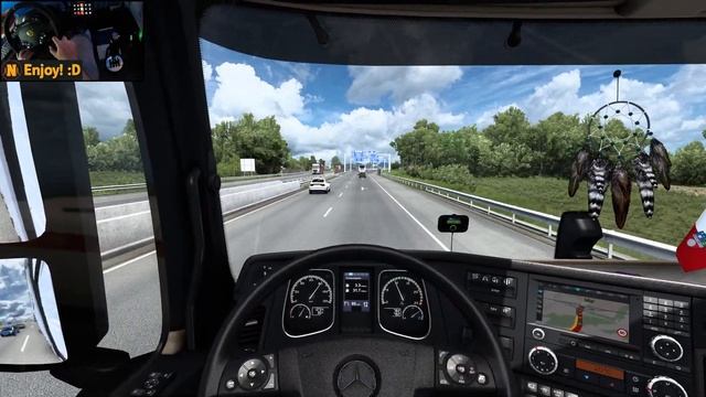 Mercedes Actros MP4 1848 | Salzburg - Brno | ETS2 Gameplay 4K + wheel cam смотреть онлайн