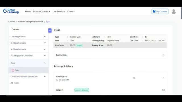 GREAT LEARNING QUIZ ||GREAT LEARNING Artificial Intelligence in Python QUIZ ANSWERS ||A.I Python | смотреть онлайн