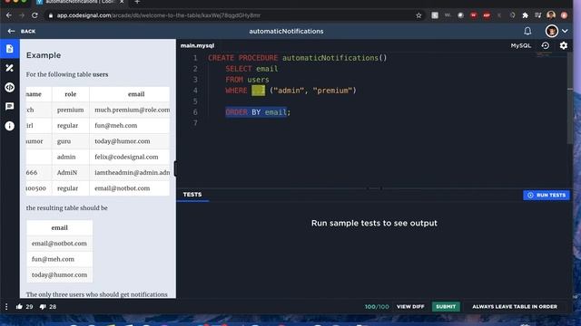 "Automatic Notifications" - Codesignal #05 - MySQL Solution смотреть онлайн
