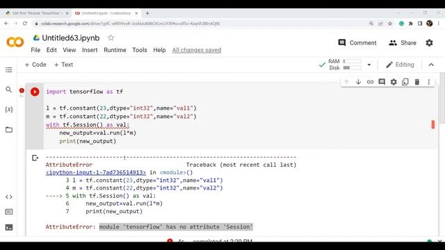 Attribute Error: TensorFlow has no attribute session смотреть онлайн
