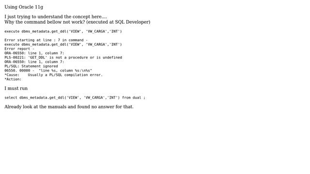 Databases: Why DBMS_METADATA.GET_DLL not work with EXEC command s смотреть онлайн