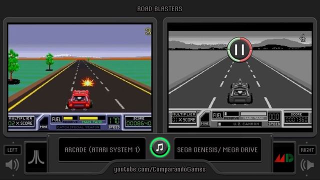 RoadBlasters (Arcade vs Sega Genesis) Side by Side Comparison смотреть онлайн