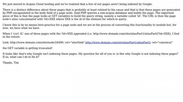 Drupal: Dynamic content generated via a PHP Filter field is not being indexed by Google