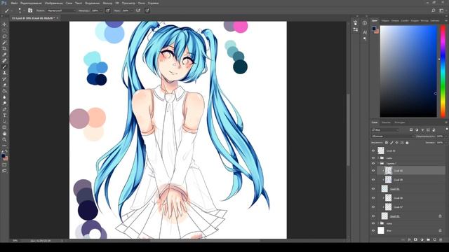 Speedpaint - Hatsune Miku Vocaloid - Fanart 【Photoshop】 смотреть онлайн